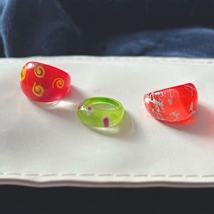 Vintage Y2K Acrylic Bubble Rings Set of 3